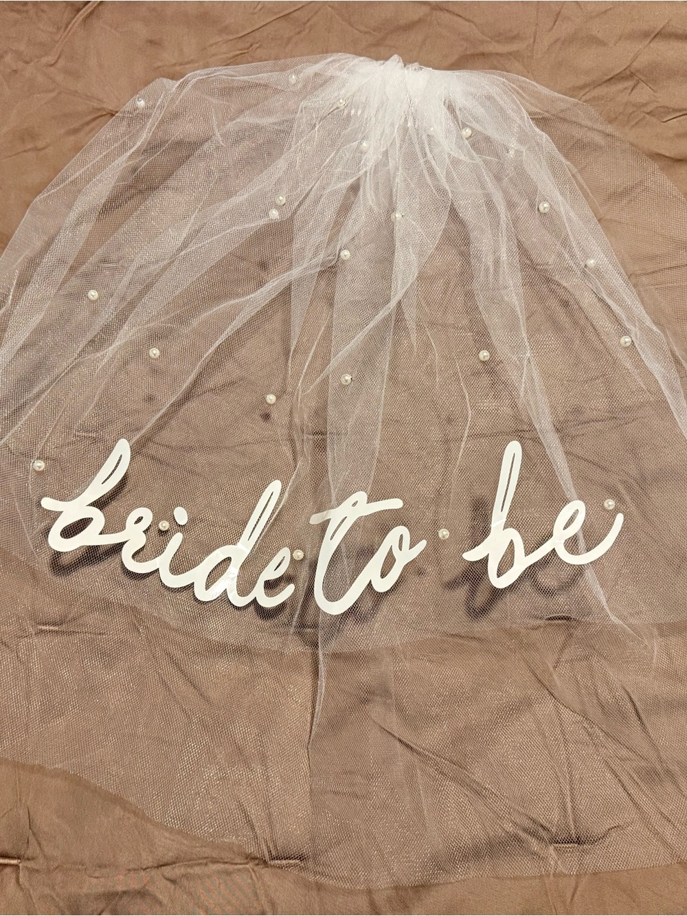Never Worn…Pearl-Embellished White Bridal Veil - Bride to Be